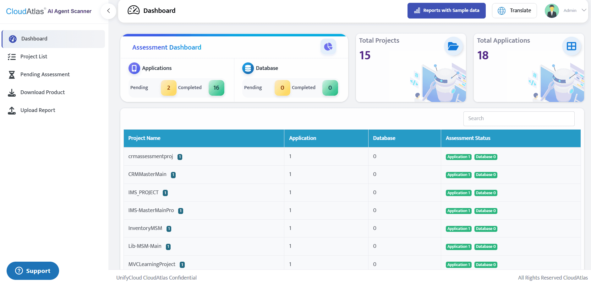 CloudAtlas AI Agent Scanner Portal Dashboard
